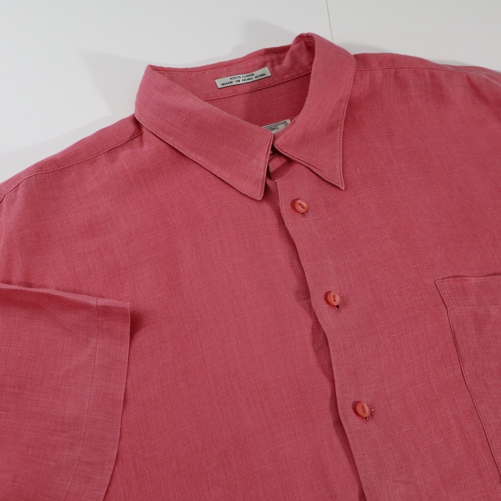 Burma Bibas Men's 100% Natural Linen Button Up Shirt Size XL Breathable